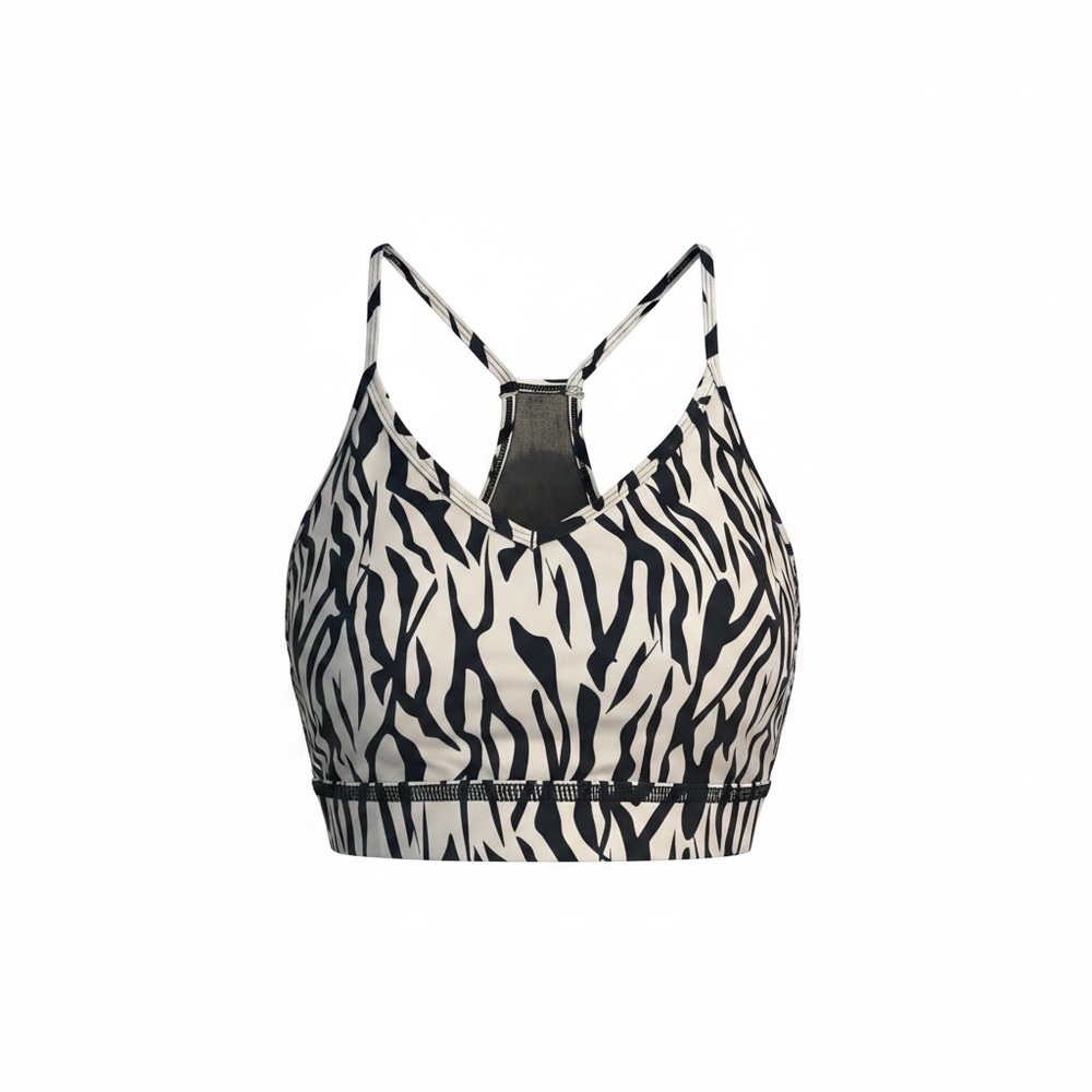 ZYIA Zebra-Print Strappy Sports Bra - Black & White